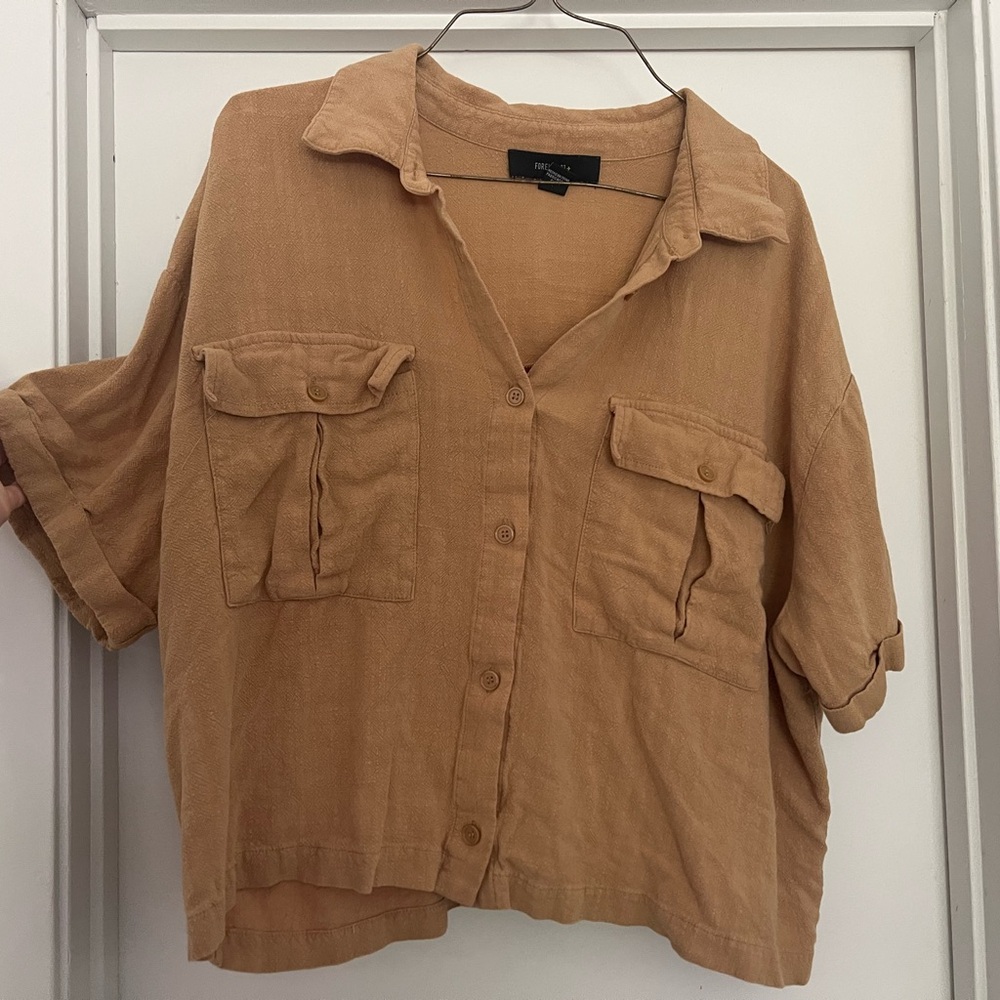 Forever 21+ Tan Button-Up Shirt